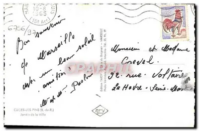 Cuges-les-Pins — Jardim da Cidade — Edição Tardy — Verso