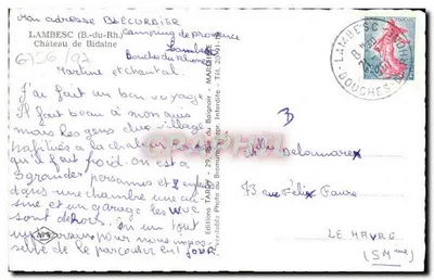 Castelo de Bidaine — Lambesc (Bouches-du-Rhône) — Éditions ARCY — Verso