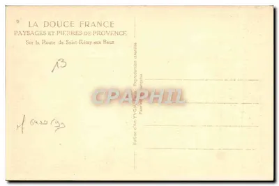 Paisagem de montanha — Estrada de Saint-Rémy para Baux — Edição de arte Yvot, Baux — Verso