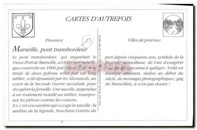 Marseille, transbordbrug — Uitgever Cartes d'Autrefois, n°13 — Achterkant