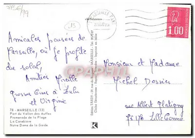 Marseille i jej słońce — Wydawnictwo TARDY, 29 rue du Béguin, Marseille — Rewers
