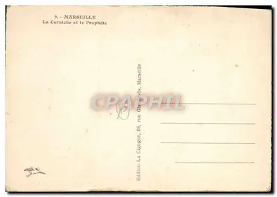 Marselha — A Corniche e o Profeta — Édition La Cigogne, 18, rue Glaudès, Marselha — Verso