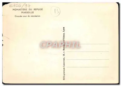 Antika kartpostal Marsily Monastere du refuge Büyük oyun alanı — Arka yüz