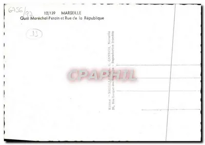 Luchtfoto van Marseille — Quai Maréchal-Pétain en Rue de la République — Uitgave G. Gandini — Achterkant