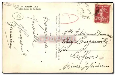Notre-Dame de la Garde — Marselha — Edições Mireille — Verso