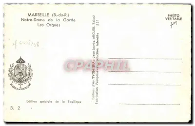 Marseille (B.-du-R.) — Nossa Senhora da Guarda — Os Órgãos — Edição especial da Basílica — Verso