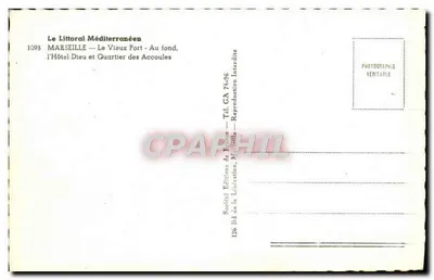Le Littoral Méditerranéen — Marseille, Vieux Port — Éditeur Rymer, n° 1093 — Verso