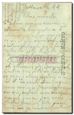 Départ de la Classe — Embarquement des Conscription à Marseille — Éditeur : E. Skimou fils — Verso