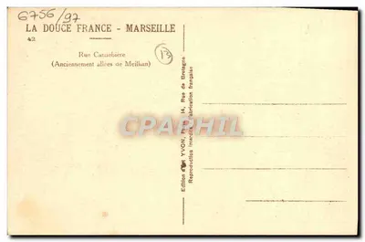 Rue Cannebière - Marsylia — dawniej aleje Meilhan — wydawnictwo Yvon — Rewers