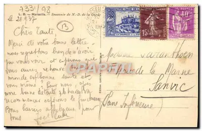 Marseille — Nossa Senhora da Guarda — Edição especial 1931 — Verso
