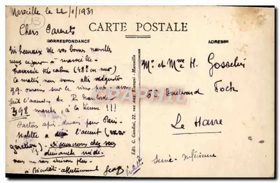Marseille — La Canebière — widok ulicy z tramwajem — wydawca G. Gandini, nr 22 — Rewers