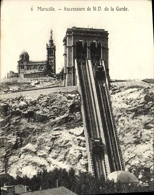 Marseille — Ascenseurs de N.D. de la Garde. Éditeur : Imprimerie de Marseille, n°6