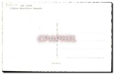 Caen — Świątynia Świętego Piotra oświetlona — Réal-Photo, Paryż — Rewers
