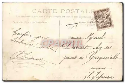 Cartolina d'epoca Caen La Prairie Campo da corsa — Verso