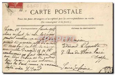 Caen - Gara — widok gary z tramwajem — wydawca L.V.R. n°28 — Rewers