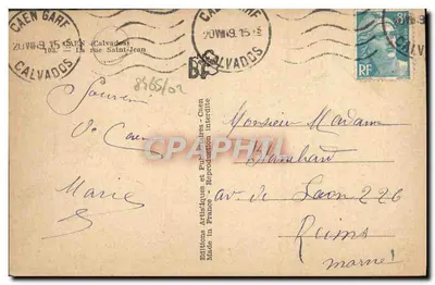 Widok ulicy Saint-Jean w Caen — wydawca Éditions Artisitiques et Publiques — nr 8165/02 — Rewers