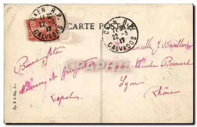 CAEN (Calvados) — Rue de Strasbourg i Hôtel de la Place Royale — Fotografia i wydawca F. Maillant, Caen — Rewers