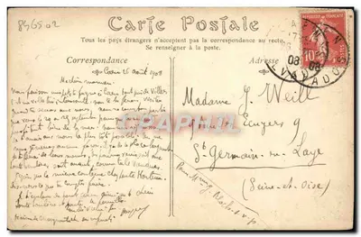 CAEN. Antiguo Hotel de Valois — editor no identificado, n.° de serie 15 — Reverso