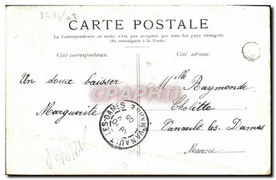 Trouville — Vista del porto con veliero — editore sconosciuto — Verso