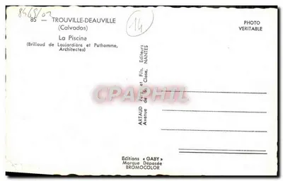 Trouville-Deauville — La Piscine (Brillaud de Laujardière et Puthomme, Architectes) — Éditions Gaby, Nantes — Verso