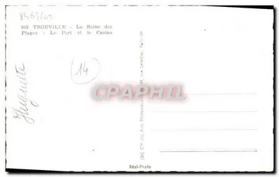 TROUVILLE - Le Port et le Casino — Éditeur Réal-Photo, n° 943 — Verso
