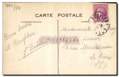 Honfleur. Het Stadhuis en de Haven — uitgever Havre, n° 67 — Achterkant