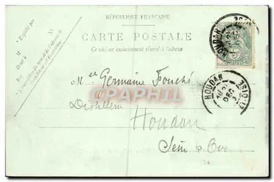 Honfleur — Hotel Cheval Blanc i statek Hôvre — LL — Rewers