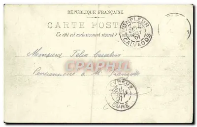 Honfleur — Hotel Cheval Blanc i statek z Havru — LL — Rewers