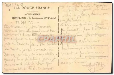 Honfleur — A Lieutenancé (século XVI) — Edição de Arte YVON, n°3 — Verso