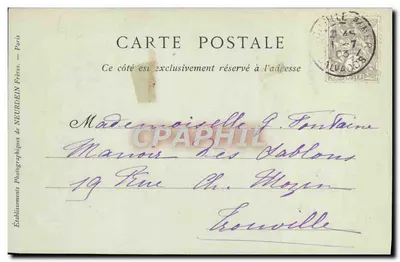 Trouville-sur-Mer — La Plage, Chalets e Ville — C. Fontaine, 1903 — Verso