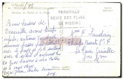 Barques de pêche à Deauville — Reine des Plages — Éditions GABY — Verso