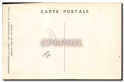 Arromanches (Calvados) — Vista panorâmica das praias — Carte postale J.F.M. — Verso