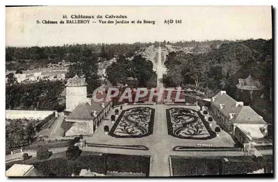 Castelo de Balleroy — Vista dos Jardins e do Bourg — A. Dubosq, edição Commes du Calvados