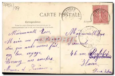 Kościół w Bainville (Calvados) — widok budynku z wieżą — J. Béat, wyd. Caen (Dép.) — Rewers