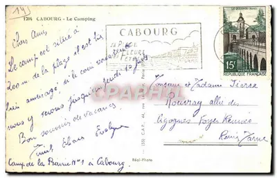 Camping Prairie N°1 — Cabourg — Wydawca Réal-Photo — Rewers