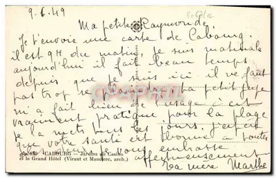 Cabourg — Ogród Kasyna — wydawca Viraut et Mauclère — Rewers