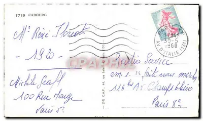 Cabourg — Terrasa Anglika, La Digue, Kasyno, Villas, Ogród Kasynowy — Souvenir — Rewers