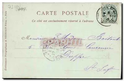 Kościół w Criquebœuf (Calvados) — widok z odbiciem na wodzie — kolekcja ND Phot, nr 90 — Rewers