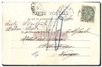 Bilhete postal antigo Dozule Uma Rua Ao longe A Igreja — Verso