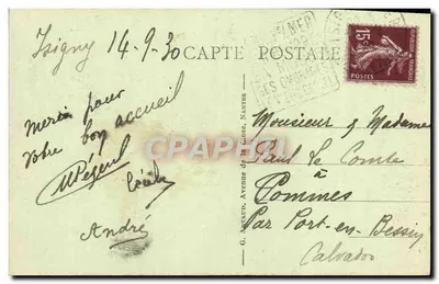 Isigny-sur-Mer — Hotel Miasta i Pomnik Upamiętnienia na Placu Republiki — wydawca nieznany, nr 4 — Rewers