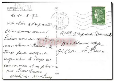 Bazylika w Lisieux — Święta Teresja — wydawca Suintex, nr 1013 — Rewers
