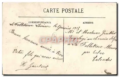 Stara pocztówka Lisieux Ulica z gorzkomilczanami — Rewers