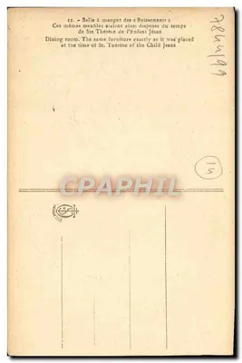 Sala da pranzo dei Buissonnets — Sala da pranzo dell'Infante Gesù — Editore non identificato, n. serie 15 — Verso
