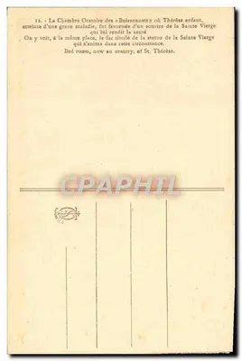 Sala Oratória dos Buissonnets — Thérèse criança — editor não visível — Verso