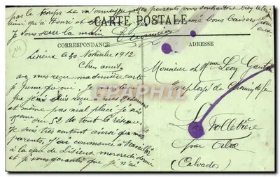 Tarjeta postal antigua Lisieux La catedral de San Pedro — Reverso