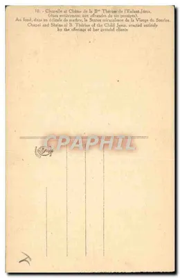 Capilla y relicario de la B° Thérèse de l'Enfant-Jésus — editor no visible, n° de serie 10 — Reverso