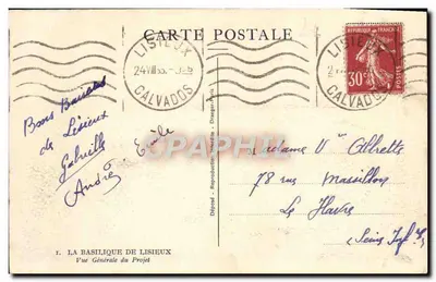 La Basilique de Lisieux — Vue Générale du Projet — éditeur Drager — Rewers