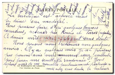 A Basílica de Lisieux — Vista Geral do Projeto — Carta postal — Verso