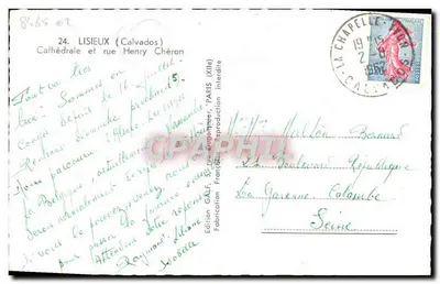 Lisieux (Calvados) — Katedra i ulica Henry Chéron — wydawnictwo GALF, Paryż — Rewers