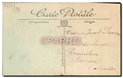 Stara pocztówka Lisieux Katedra św. Piotra — Rewers